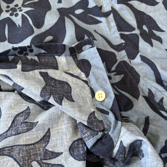 Sonoma Mens L Hawaiian Button Down Shirt Blue Aloha Tropical Camp Beach Flowers - Picture 10 of 14